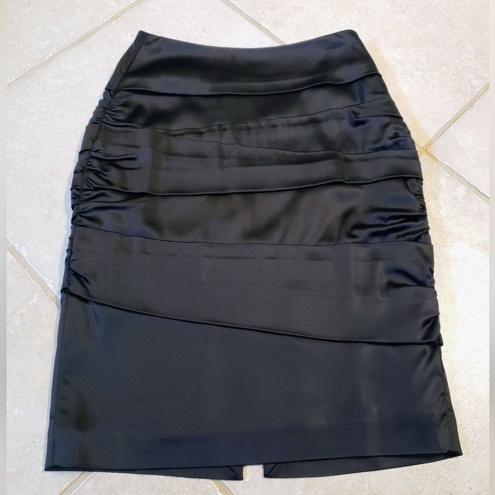 White House Black Market Black Satin Pencil Skirt 00